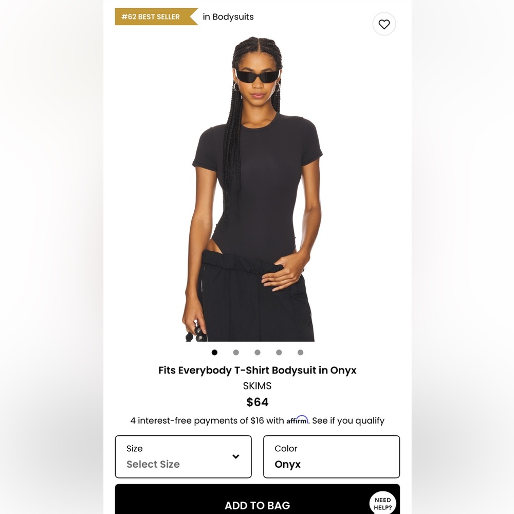 SKIMS Onyx T-Shirt Bodysuit